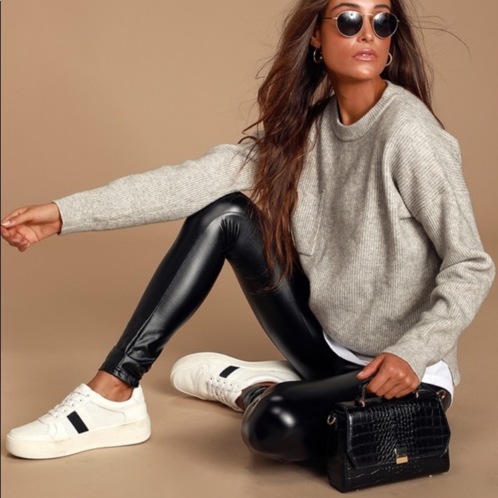 Lulu’s Rock Music Black Vegan Leather Leggings